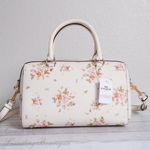 NWT Coach Rowan Satchel with Rose Bouquet Print - Picture 5 of 8